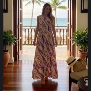 Nikki Nikki poulos maxi colorful print dress size large